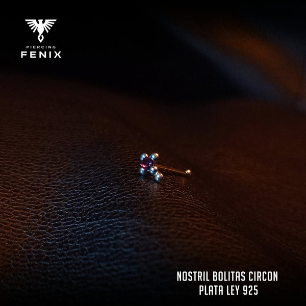 Nostril Bolitas Circón - Plata Ley 925