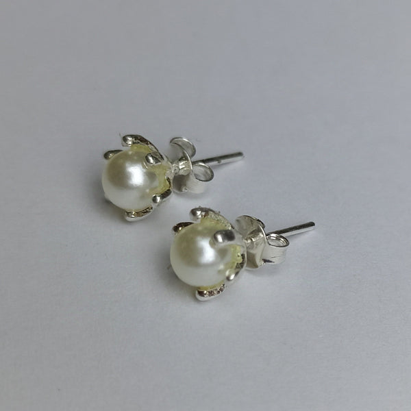 Aros de perlas baño de Plata 925