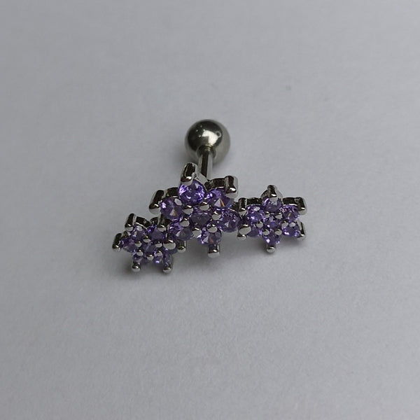 Piercing acero quirúrgico para helix color morado